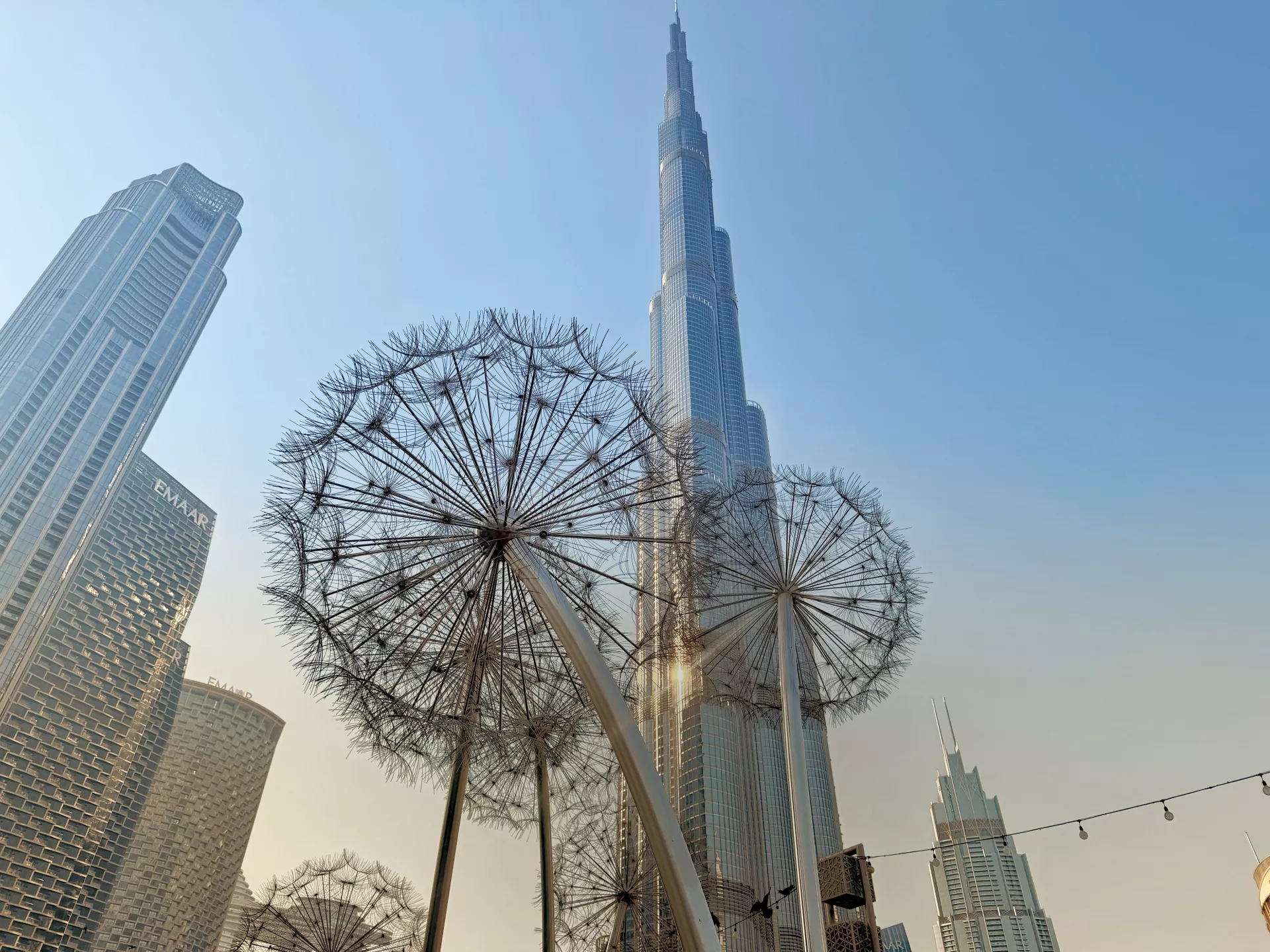 Dandelion Light Sculpture - 14 świetlistych dmuchawców u stóp Burj Khalifa - Zdjęcie z galerii